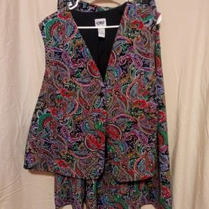 Koret Navy Paisley Skirt and Vest 24W